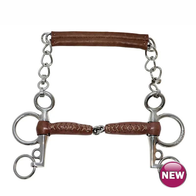 Metalab Leather Pelham Pinchless Snaffle Bit 3 Metalab Leather Pelham Pinchless Snaffle Bit