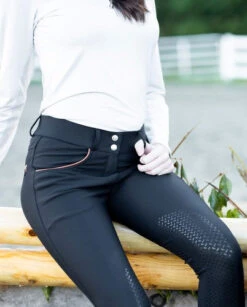 KL Select Gabrielle Breech -Equestrian Product Store KLSelectKPBlackCognacwHorse