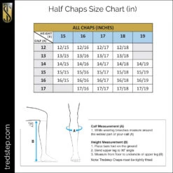 Tredstep Medici Air Half Chap CLOSEOUT -Equestrian Product Store Tredstep Half Chaps in SizeChart