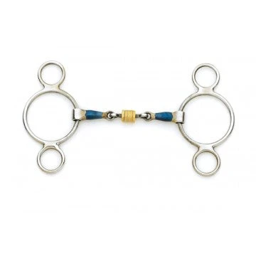 Blue Steel 2-Ring Gag With Loose Brass Roller Disks 3 Blue Steel 2-Ring Gag With Loose Brass Roller Disks