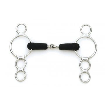 Stainless Steel Jointed Rubber Mouth 3-Ring Gag 3 Stainless Steel Jointed Rubber Mouth 3-Ring Gag