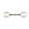 Blue Steel Loop Ring Gag With Brass Rollers