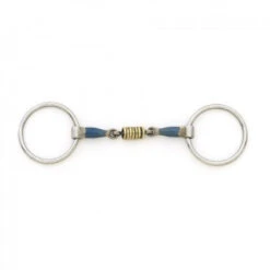 Blue Steel Double Jointed Mouth Loose Ring With Brass Rollers